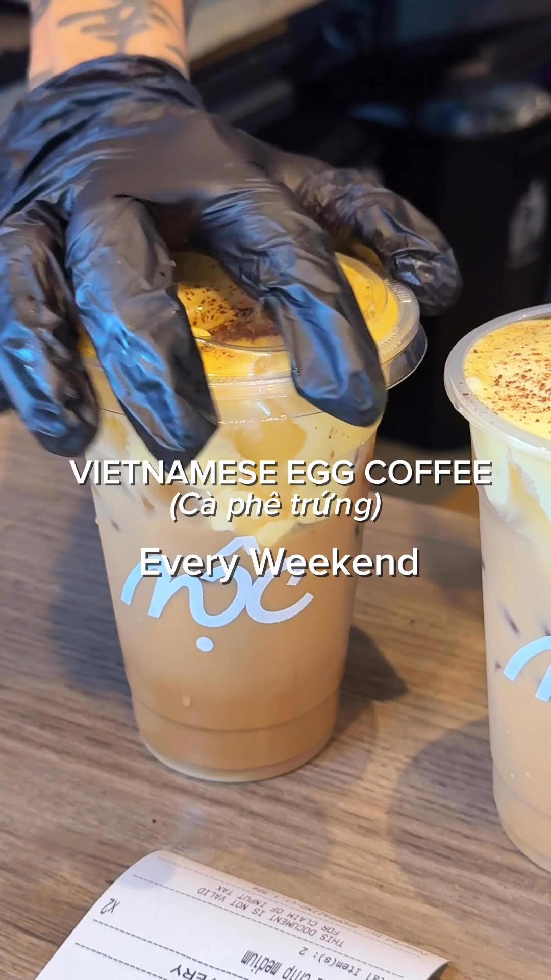 Egg coffee Vietnamese close-up at MỘC Cafe